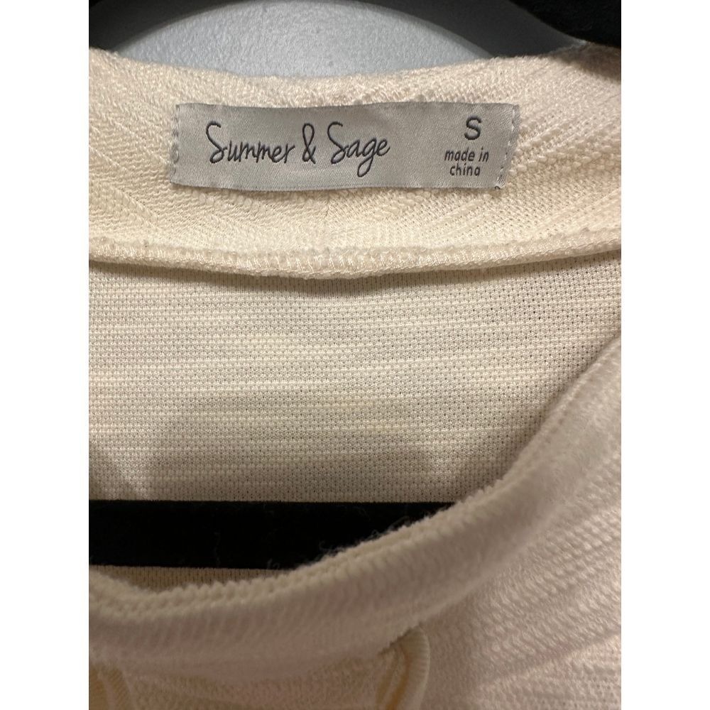 Summer & Sage Cream Bell Sleeve Pullover Sweatshirt Small Cowl Neck Cozy Lounge - Picture 3 of 4